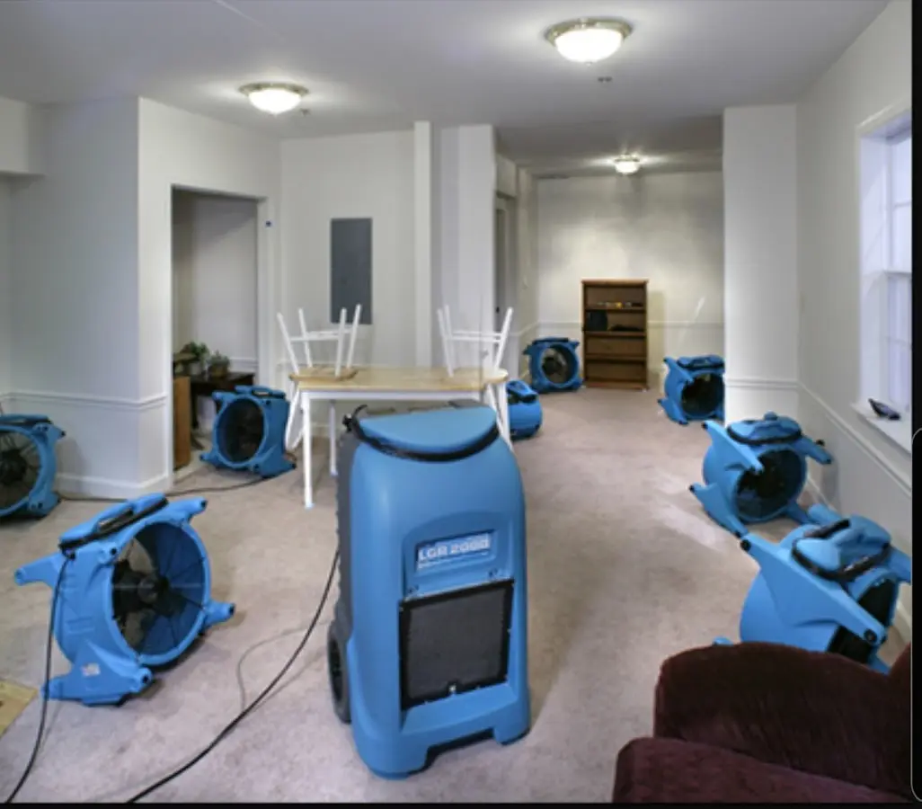 Air movers and dehumidifier setup for Water Damage Restoration in Atascadero